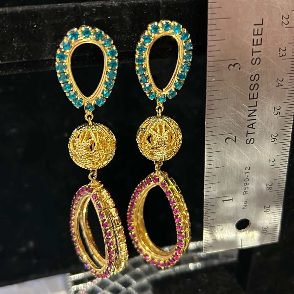 Vintage Sorrelli Bright Crystal Loops Earrings-Boutique